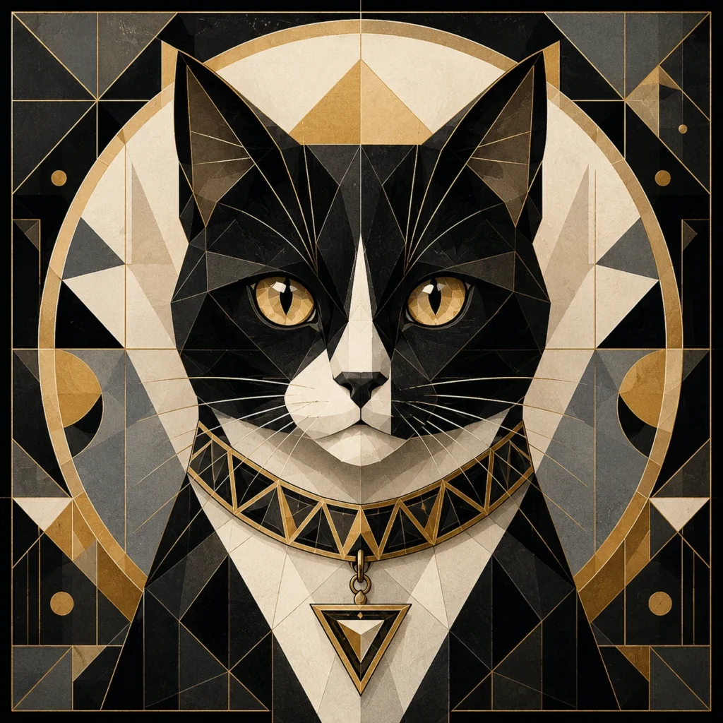 ジオメトリック風の猫イラスト｜Pulse AI Prompt Sample