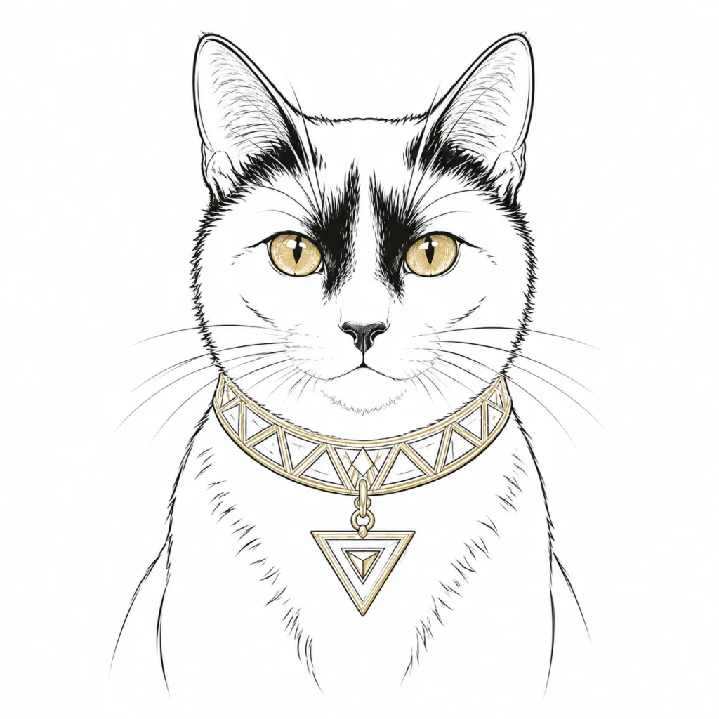 ラインアート風の猫イラスト｜Pulse AI Prompt Sample
