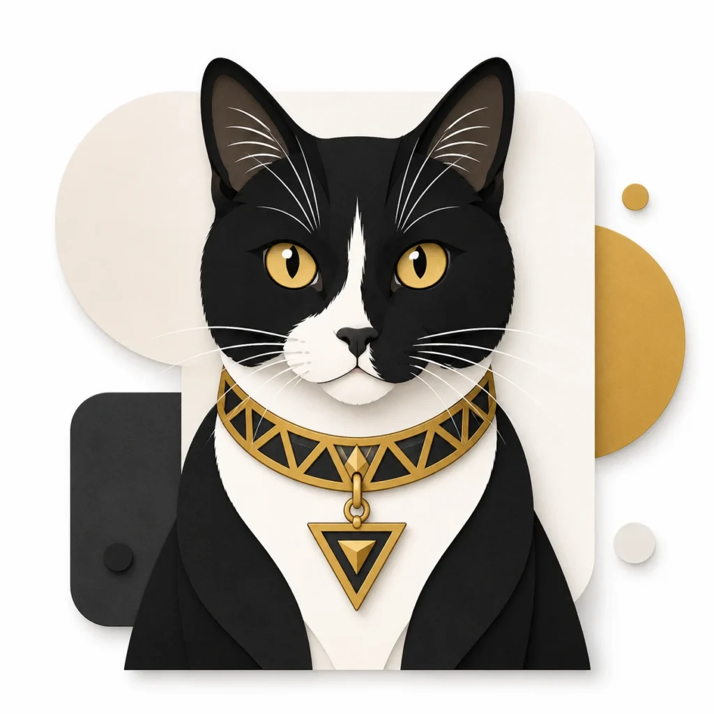 マテリアルデザイン風の猫イラスト｜Pulse AI Prompt Sample