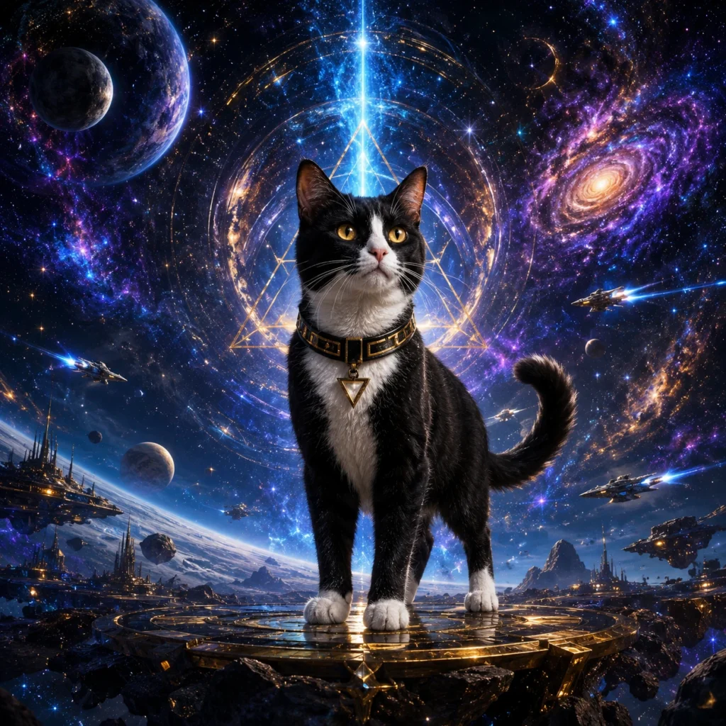 SF宇宙・スペースオペラ風の猫イラスト｜Pulse AI Prompt Sample
