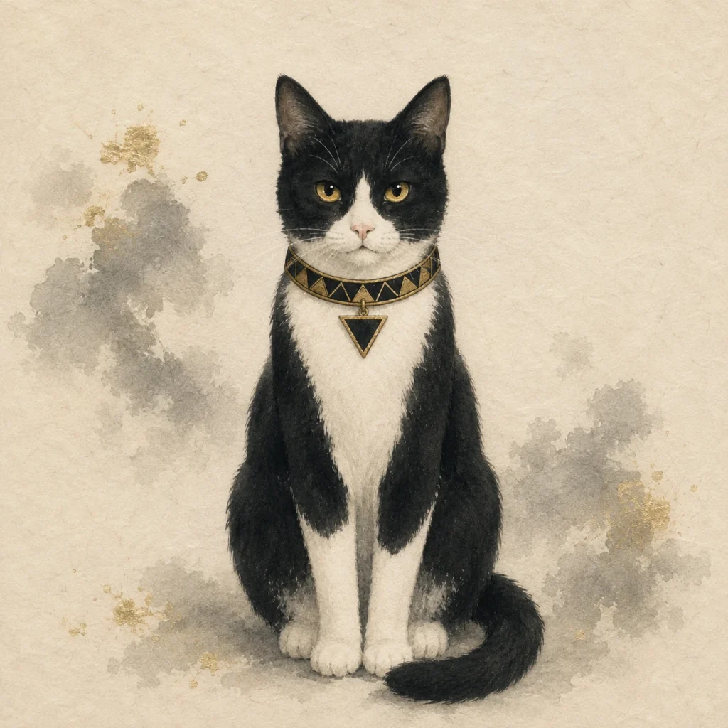 和紙テクスチャ風の猫イラスト｜Pulse AI Prompt Sample
