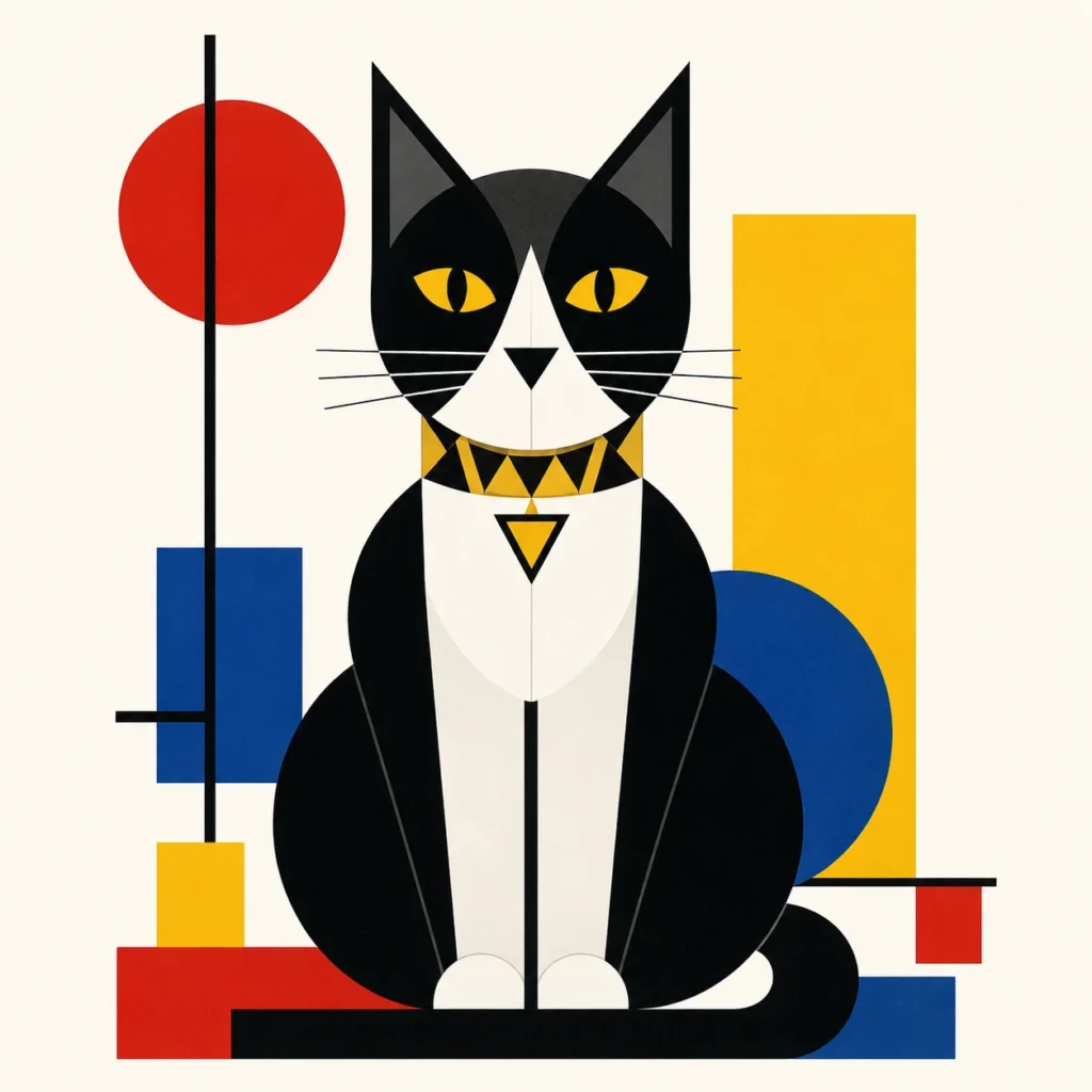 バウハウス風の猫イラスト｜Pulse AI Prompt Sample