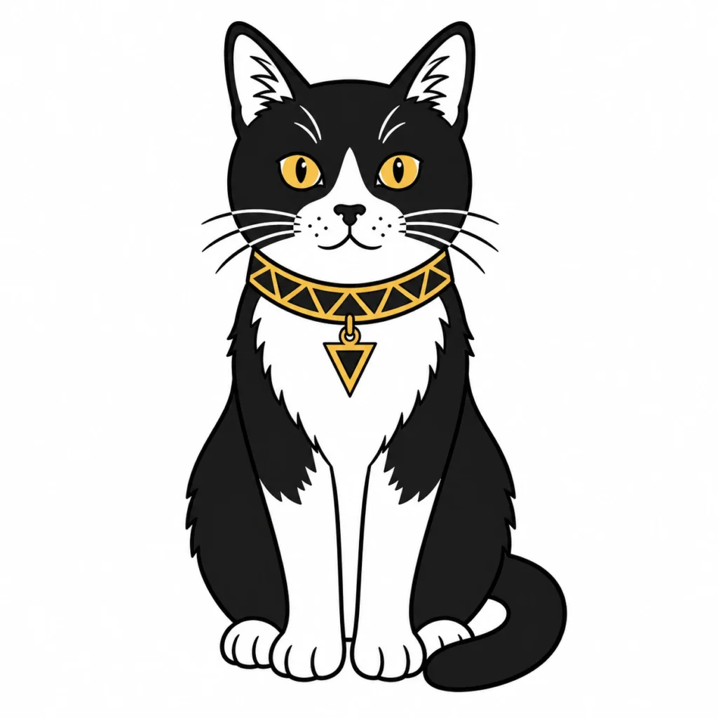 ぬり絵風の猫イラスト｜Pulse AI Prompt Sample