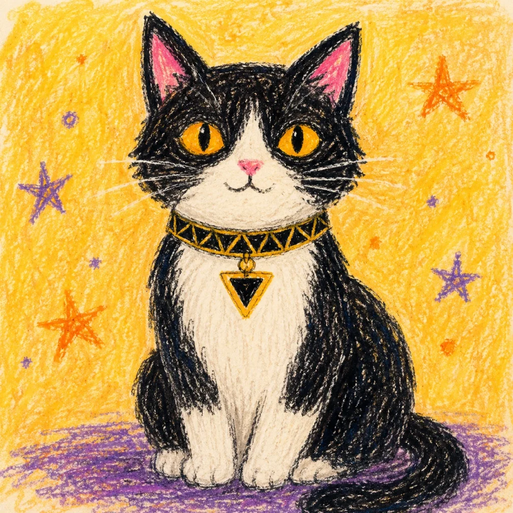 クレヨン画風の猫イラスト｜Pulse AI Prompt Sample