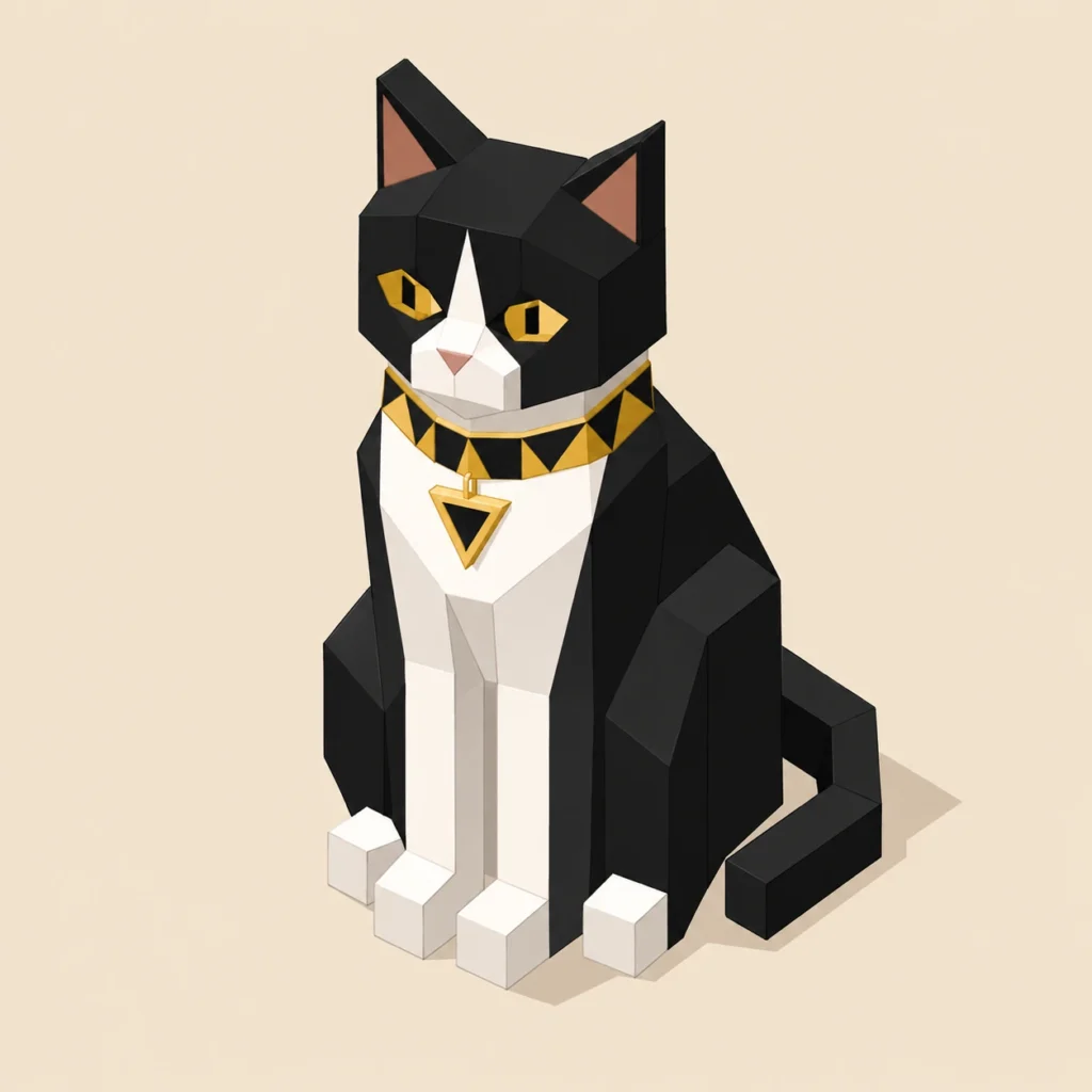 アイソメトリック風の猫イラスト｜Pulse AI Prompt Sample