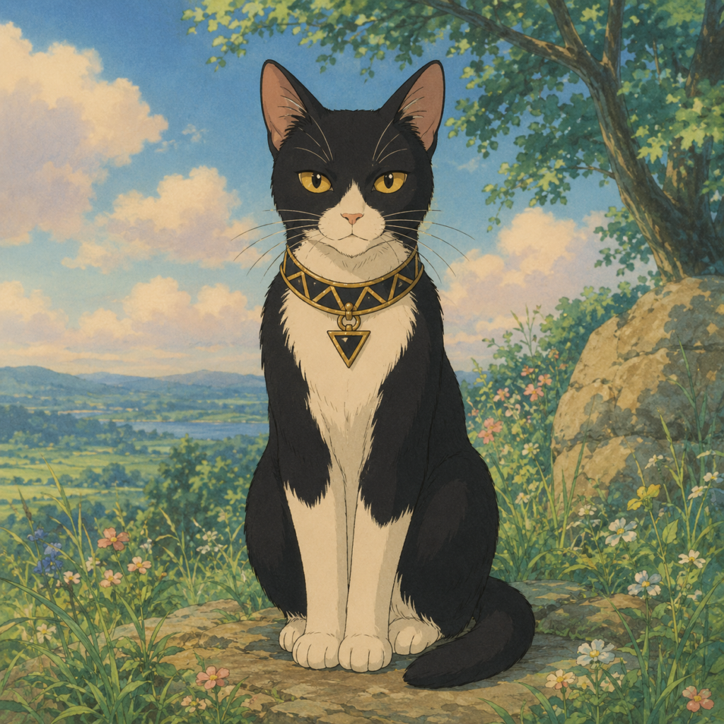 日本手描きアニメ風の猫イラスト｜Pulse AI Prompt Sample
