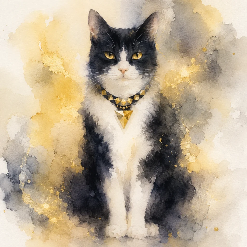 にじみ水彩風の猫イラスト｜Pulse AI Prompt Sample