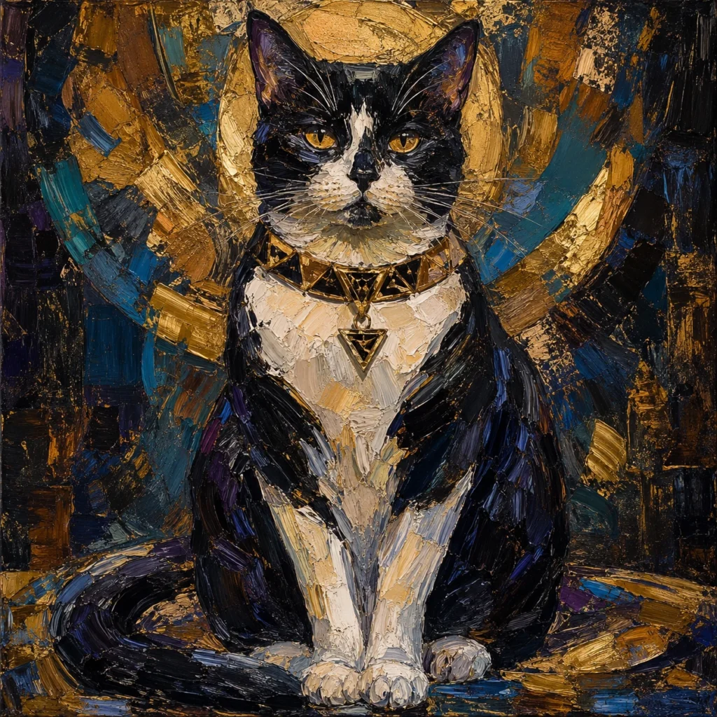 油絵風の猫イラスト｜Pulse AI Prompt Sample