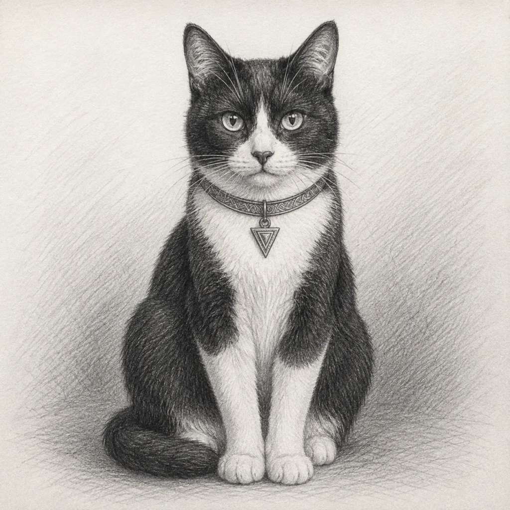 鉛筆デッサン風の猫イラスト｜Pulse AI Prompt Sample