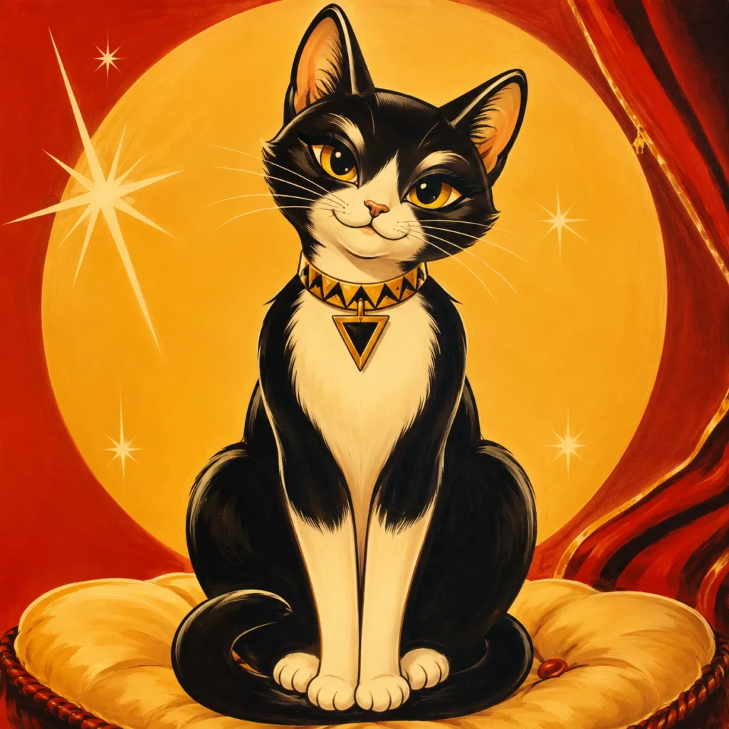 ピンナップアート風の猫イラスト｜Pulse AI Prompt Sample
