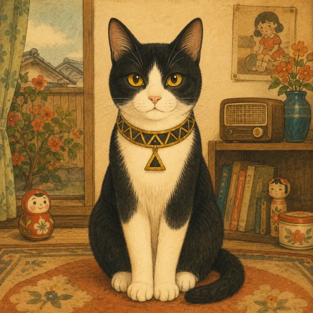 昭和絵本風の猫イラスト｜Pulse AI Prompt Sample