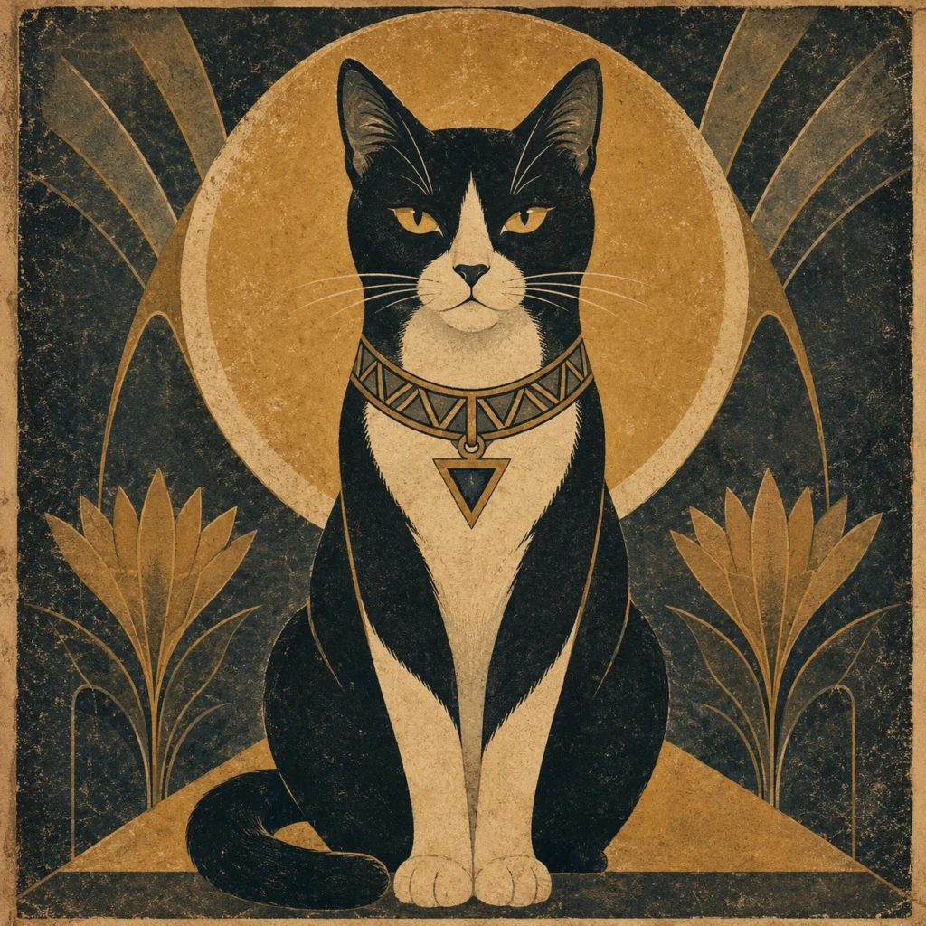 ビンテージポスター風の猫イラスト｜Pulse AI Prompt Sample