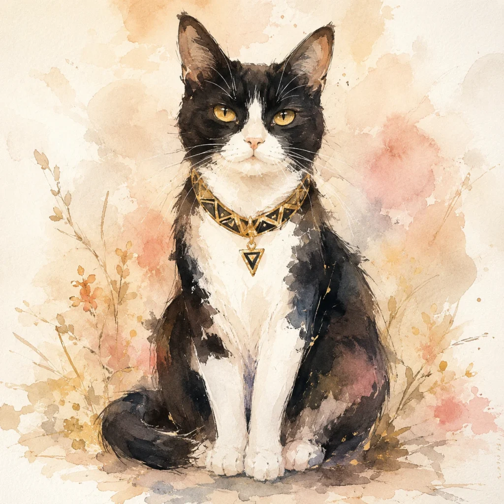 水彩スケッチ風の猫イラスト｜Pulse AI Prompt Sample