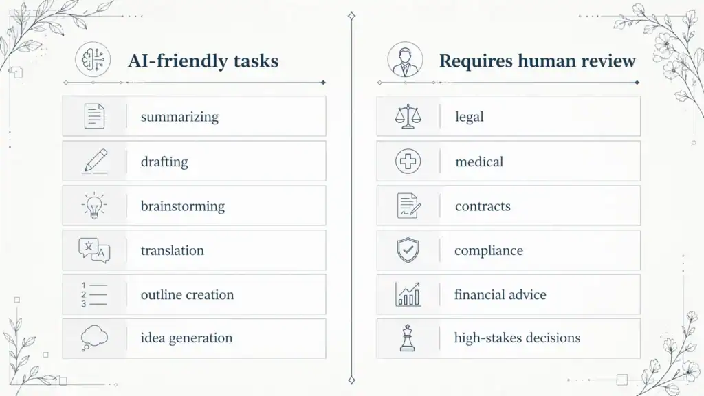 AIに関する誤解や不安を整理するための判断基準を示した画像です。.