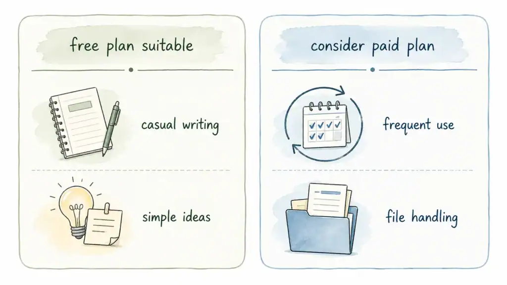 AIの無料プランとサブスクの選び方補助の比較図