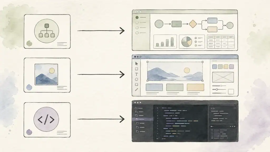 目的別のAIアプリ作成ツール選択フロー
