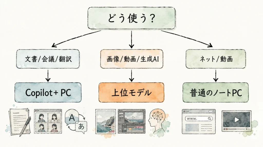AI PC用途別選び方フローチャート