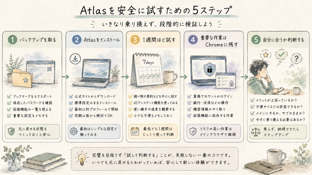 ChromeとAtlasを併用して試す5ステップの手順 ChromeとAtlasを併用して試す5ステップの手順