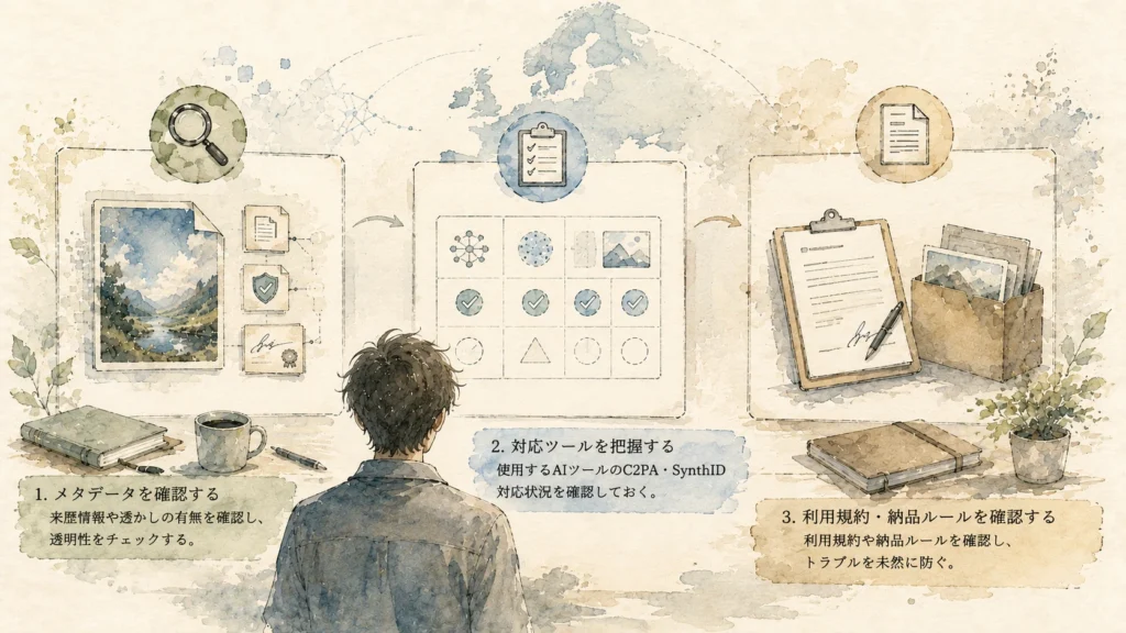日本クリエイターの3つの準備ステップを示した図 日本クリエイターの3つの準備ステップを示した図