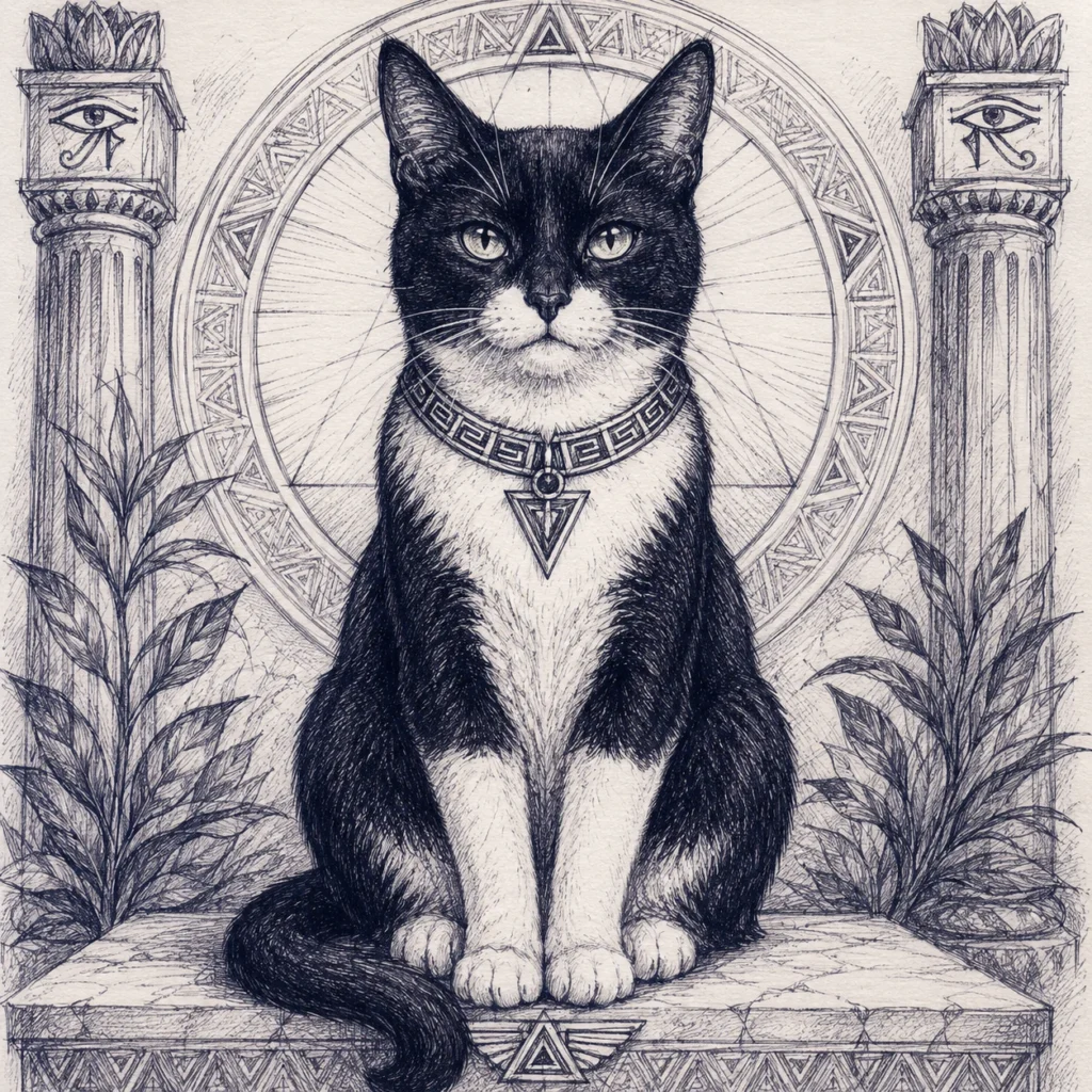 ボールペン画風の猫イラスト｜Pulse AI Prompt Sample