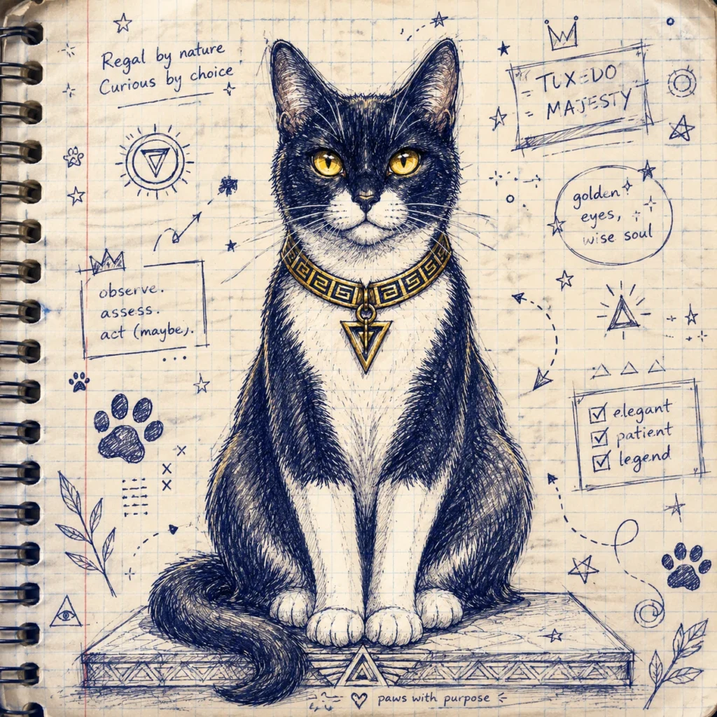 手書きノート風の猫イラスト｜Pulse AI Prompt Sample